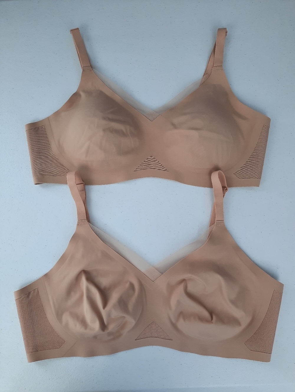 Bundle of 2 Honeylove Crossover Bra Underwire Free Adjustable Straps Tan Nude XL